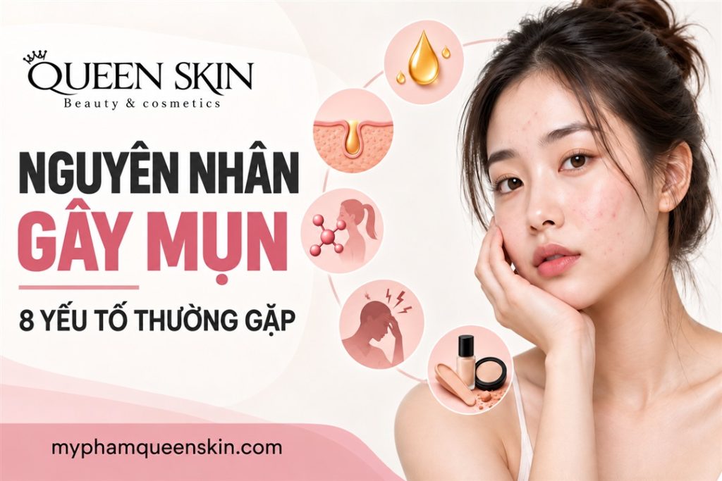 Minh họa các yếu tố phổ biến có thể góp phần gây mụn