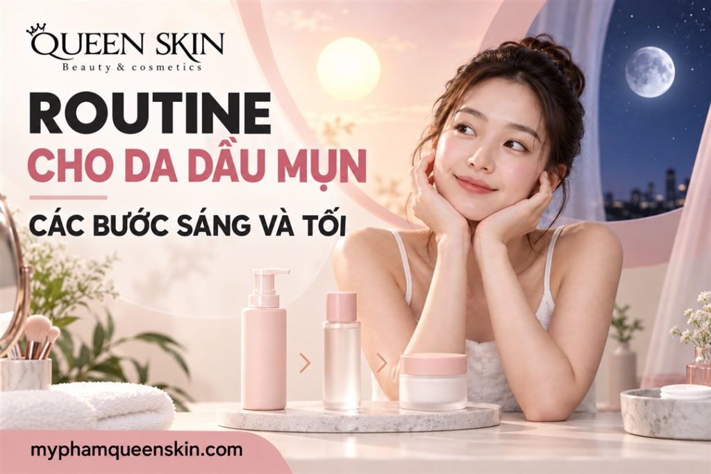Routine chăm sóc da dầu mụn vào buổi sáng và buổi tối