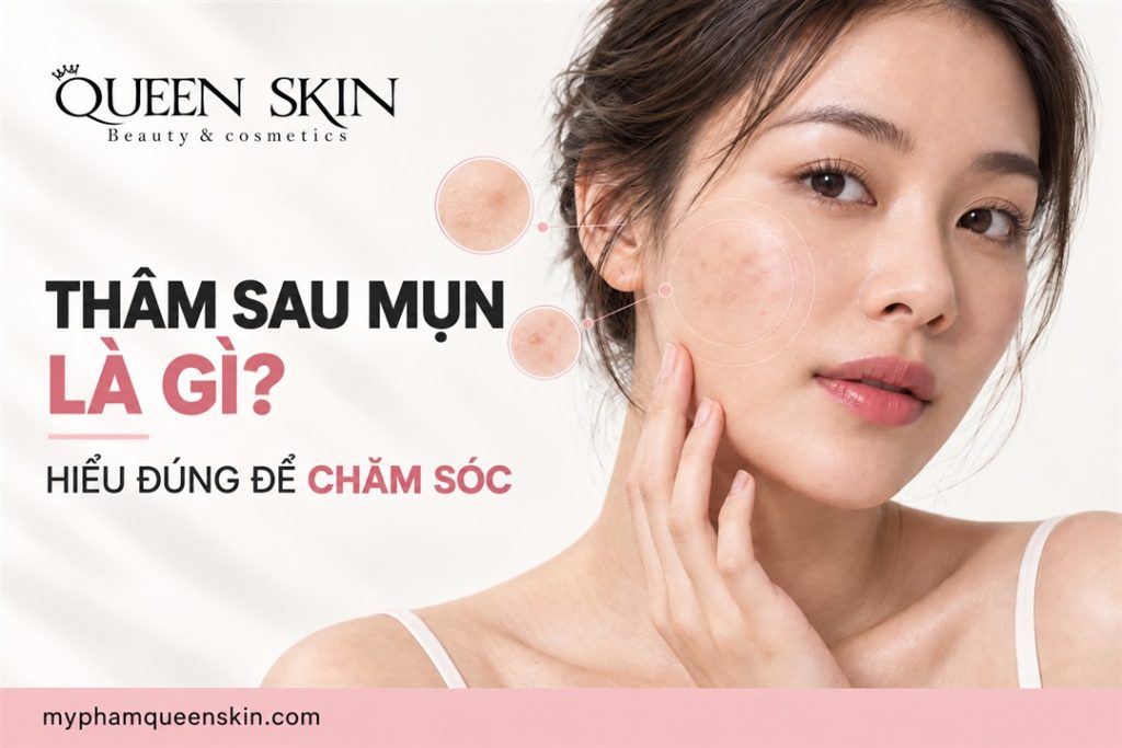 Minh họa vùng da có vết thâm sau mụn trên khuôn mặt